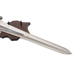 ดาบแฟนตาซีขนาดใหญ่สำหรับเกมและภาพยนตร์, ดาบเงินพร้อมด้ามหนัง, ใบดาบเงินขัดเงา ไม่คม - Product Image 3