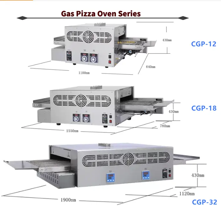 피자 오븐 상업용 크롤러 피자 오븐 멀티 사이즈 피자 대형 오븐 체인 전기 가열 가스