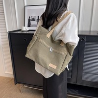 Sac fourre-tout en toile de couleur unie personnalisable, sac à bandoulière en coton avec fermeture éclair, impression de logo personnalisé, sac de shopping uni