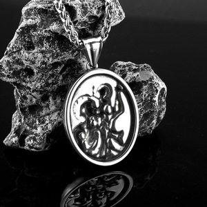 Collar con colgante de acero inoxidable yunnique para hombre, amuleto religioso de San Cristóbal, cadena, joyería, regalo, accesorio de moda - Product Image 4
