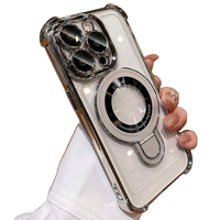 Coque de téléphone magnétique anti-chute personnalisée pour iPhone 17 Pro avec support et coins électroplaqués, coque de téléphone mobile antichoc