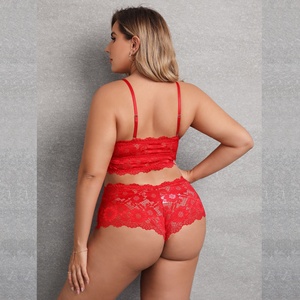 Conjuntos de Lencería Sexy para Mujer al por Mayor, Tallas Grandes, 2 Piezas, Transparentes, <span class=keywords><strong>con</strong></span> Encaje de <span class=keywords><strong>Flores</strong></span> Negras, Conjunto de 2 Piezas para Mujer - Product Image 3