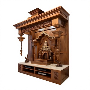 Traditional Teak Wood Pooja <b>Mandir</b> Ideas for Indian Homes Customised Jainism Wooden <b>Mandir</b> in Teak Wood For Home Decor Setup - Product Image 3