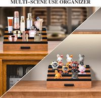 Organisateur de Cologne à 3 Tiroirs en Bois avec Compartiment Caché, Présentoir à Parfums, Rangement pour Épices, Style Américain Marron