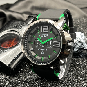 Reloj de Hombre Moderno y Elegante Estilo Hip-Hop; Reloj Deportivo Casual de Cuarzo con Correa de Acero Inoxidable, Resistente al Agua <span class=keywords><strong>100M</strong></span>, Verano 2024 - Product Image 3