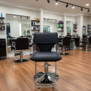 Silla de Peluquería con Marco de Acero Inoxidable, Bomba Hidráulica, Silla de Barbero Resistente, Muebles Comerciales Modernos - Product Image 2