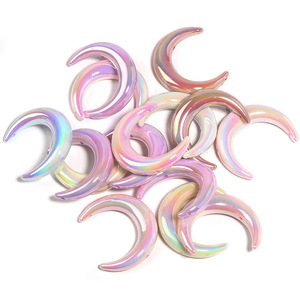 Diseño innovador, cuentas acrílicas luminosas, color ultravioleta, galvanoplastia, Luna, Agujero vertical, bolígrafo, accesorios, media luna - Product Image 3