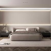 Lit double personnalisable de style minimaliste italien, revêtement en velours luxueux, structure en bois et acier