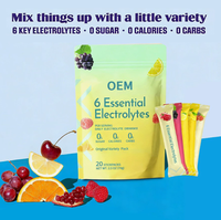 Capsules de boisson électrolytique hydratante à marque privée OEM, 20 sticks, 6 électrolytes essentiels, vitamine C, zinc, pour sportifs adultes
