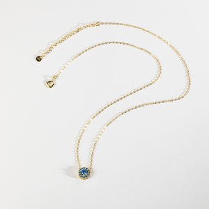 FUAMAY 8MM 925 Sterling Silver Coin Pendentif Collier À La Mode Bleu Saphir Rubis Halo Diamant Style Principal Pierre Zircon pour Les Mariages - Product Image 5