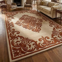 Tapis oriental en laine tufté à la main, beige brun, motif floral, tapis de salon, décoration de chambre à coucher de luxe