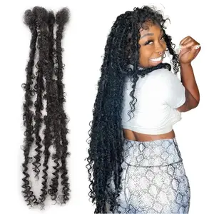 Factory direct sale high grade100% afro kinky human hair crochet soft faux butterfly locs loc extension