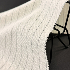 Wholesale <strong>Polyester</strong> Rayon Spandex <strong>Stripe</strong> Woven <strong>Fabric</strong> 245GSM White Color Soft Stretch Fashion <strong>Fabric</strong> <strong>for</strong> <strong>Suit</strong> Jacket Garment - Product Image 4