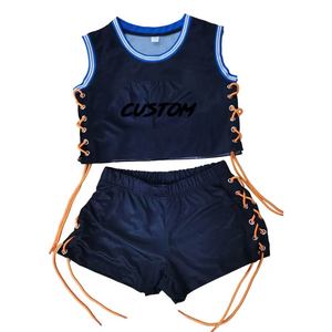 Sports personnalisés grande taille été sans manches polyester Biker Shorts ensembles pour femmes deux pièces ensemble vêtements haut court - Product Image 3