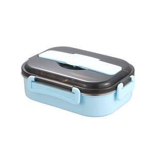 Stainless Steel <b>Lunch</b> <b>Box</b> Rectangle Seal Lid <b>Insulated</b> Food Container Blue Green Pink Solid Color - Product Image 1