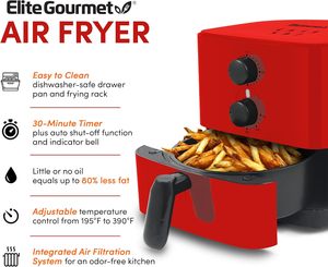 Elite <span class=keywords><strong>Gourmet</strong></span> EAF-3218R Friteuse à air chaud électrique compacte de 1,1 litre en acier inoxydable, sans huile, pour une cuisson saine et gain de place - Product Image 2