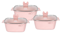 Ensemble de 6 ustensiles de cuisine en aluminium de haute qualité, revêtement antiadhésif durable, couvercle en verre, fond à induction, design minimaliste, article unique
