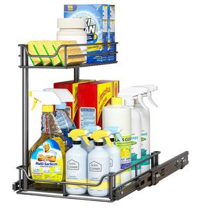 Organizador de gabinete extraíble con toboganes mejorados Estante de fregadero deslizante Estantes de almacenamiento de gabinete Organizador debajo del fregadero - Product Image 1