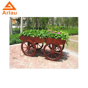 Arlau גן חיצוני ריהוט עץ פרח עציץ עגלת - Product Image 2