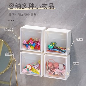 Wall Mounted Storage Box For Cotton Swabs Pads Hair Ties Clips Bathroom Organizer With <b>Clear</b> Tray Simple White Rectangular - Product Image 4