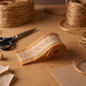 Nastro di lino ILAN 6 cm x 2 m colore naturale per artigianato e decorazioni - Product Image 3