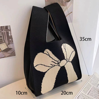 Sac à main mini léger de luxe à motif floral de dessin animé pour femme, mignon, tricoté, décontracté, à fermeture ouverte, doublure en cuir véritable