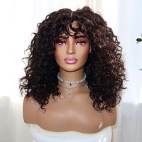 Perruque volumineuse bouclée en cheveux humains Remy, construction Lace Front avec ligne de cheveux naturelle, texture pleine et soyeuse pour coiffure de salon