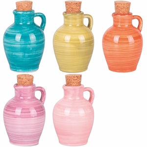 Bocal à huile MASSERIA en forme d'amphore cylindrique avec couvercle 500ml, incassable, résistant aux fuites, en céramique et en liège - Product Image 1