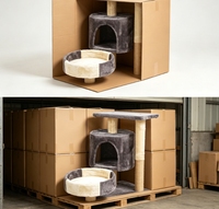 Arbre à chat compact multi-niveaux avec nid rond, tunnel, cachette, plateforme supérieure et colonne en sisal unique, idéal pour appartement compact et repos pour animaux de compagnie