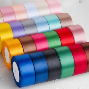 Ruban en satin 100% polyester de 0,6 cm à 5 cm, couleurs assorties, brillant, pour emballage cadeau, mariage, fête, artisanat, décoration - Product Image 1