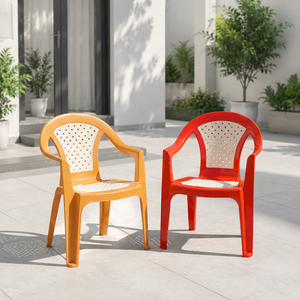 Fauteuil de loisirs en plastique PP, dossier solide, durable, écologique, style mid-century modern, ergonomique, empilable, léger, coloré - Product Image 2