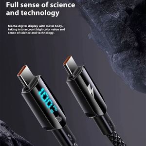 100W Fast Charging Nylon Braid Cable for iPhone Type-C Data <b>Digital</b> Display Intelligent Power-Off Feature Mobile Phone - Product Image 3
