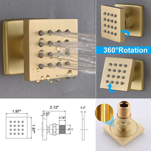 Gold Rainfall <strong>Shower</strong> <strong>System</strong> with 4 Body Jets Mixer Head Handheld Sprayer Rain <strong>Shower</strong> Thermostatic Faucets Sets Combo Accessory - Product Image 6