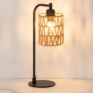 Lámparas de Escritorio Colgantes de Ratán Negro, Decorativas, con Interruptor Táctil USB, Control de Tres Colores, Lámpara de Mesa LED Moderna - Product Image 4