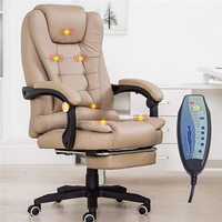 Chaise de bureau exécutive en cuir à dossier haut, grande taille, réglable, ergonomique, avec support lombaire, accoudoirs rembourrés et repose-pieds pour bureau à domicile