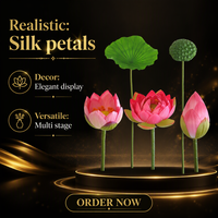 Realistische Künstliche Lotusblumen-Arrangement Seiden-Wasserlilien-Knospen Samenschoten Blätter Vasen-Dekoration für Zuhause Restaurant Einkaufszentrum