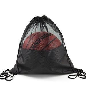 Sac de sport en filet personnalisé avec logo, sac de rangement à cordon pour équipement de basketball, football, sports de plage - Product Image 2