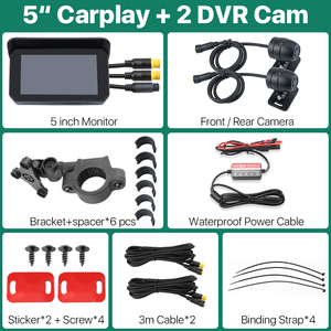 ग्रीनयी मोटरसाइकिल कारप्ले वाटरप्रूफ 1080 पी 5 इंच वाईफाई वायरलेस एंड्रॉइड-ऑटो डीवीडी मॉनिटर डैश कैम जीपीएस - Product Image 6
