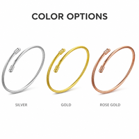 Bracelet jonc ouvert en acier inoxydable plaqué or 18 carats, entièrement enroulé, double tête, minimaliste, tendance, unisexe, cadeau, marque tierce