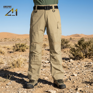 Pantalones Cargo Tácticos para Hombre, Lona de Peso Medio, Secado Rápido, Resistentes al Agua, Transpirables, Múltiples Bolsillos, Estilo Ropa de Trabajo, Otoño - Product Image 1