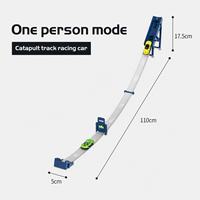 Circuit de course à catapulte 1 voie avec 2 mini-voitures en alliage, jouet de lancement par gravité à assembler soi-même pour enfants