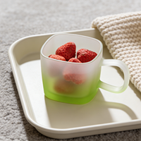 Tasses à lait en verre YS à bouche carrée 400 ml, design moderne, réutilisables, sans danger pour les aliments, durables, compatibles lave-vaisselle et micro-ondes, couleurs personnalisables