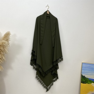 2306 #   Nouveau Khimar de prière en tissu Nida monocouche avec bordure en dentelle, col et 4 ceintures, pour femmes modestes, idéal pour l'Aïd, 13 couleurs - Product Image 4