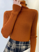 Pull-over d'hiver en tricot Sweatshirt top Ladies Long Sleeve Tops Turtleneck Basic Jumpers Woman Clothes Sweaters