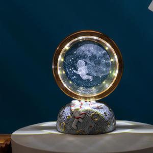 Fashion Astronaut Spaceman Style Multi Pattern LED 3D Crystal Glass Ball Nightlight Night Light <strong>Lamp</strong> With Resin Base for <strong>Bedroom</strong> - Product Image 2