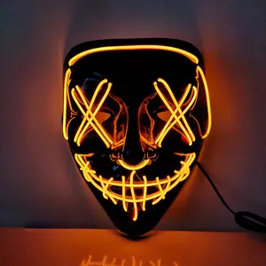 Nicro Masker Wajah Cosplay Pesta Halloween, Topeng LED Topeng Menakutkan Dekorasi Halloween Cosplay Jumlah Besar Masker Wajah Sekali Pakai Halloween