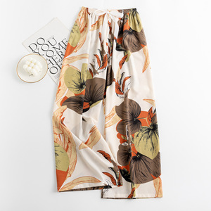 Fashion <b>Women</b> <b>Summer</b> Wide Leg Pants Casual High Waist Long <b>Trousers</b> Female Pleated Floral Print Pants Streetwear New - Product Image 3