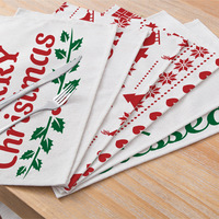 Vente en gros de tapis de table en lin personnalisés en usine sets de table de Noël d'hiver avec logo de créateur décoration de salle à manger de cuisine de fête de mariage