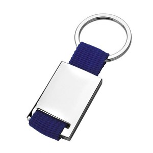 Porte-clés mousqueton en tissu bleu, style dessin animé vintage, imprimé UV avec alliage de verre et métal zinc, pour accessoire de mode - Product Image 1