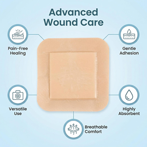 Apósito de espuma de silicona hecho a medida con borde, vendaje impermeable para el cuidado de heridas, apósito de gel de silicona - Product Image 2